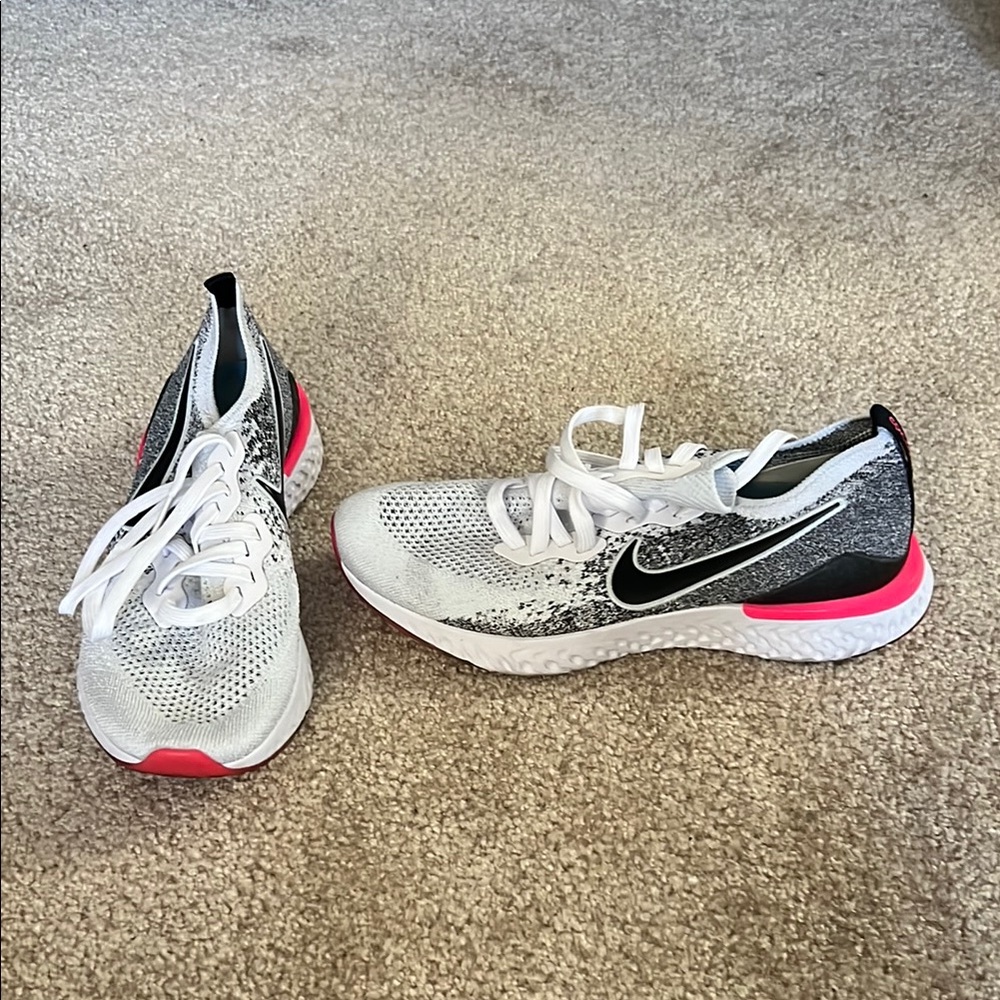 White, Black and Gray Nike Athletic Sneakers